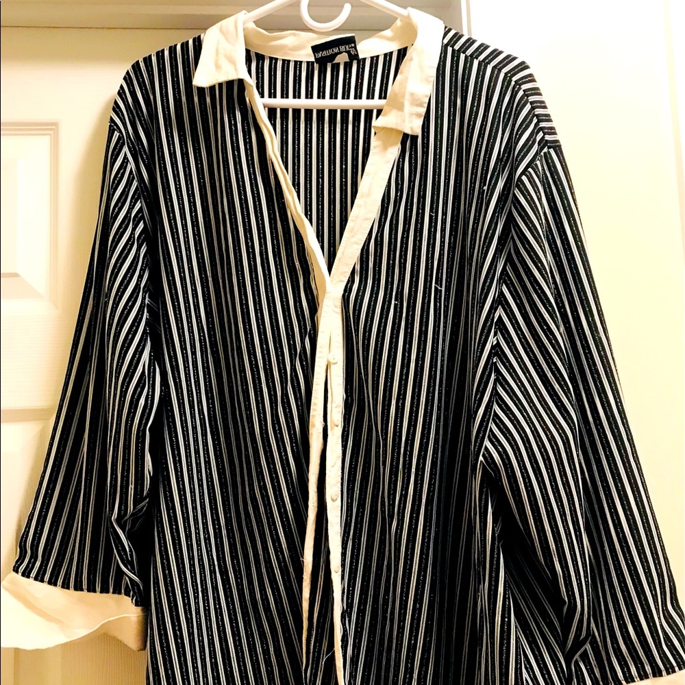 Metallic Black/White/Silver Blouse